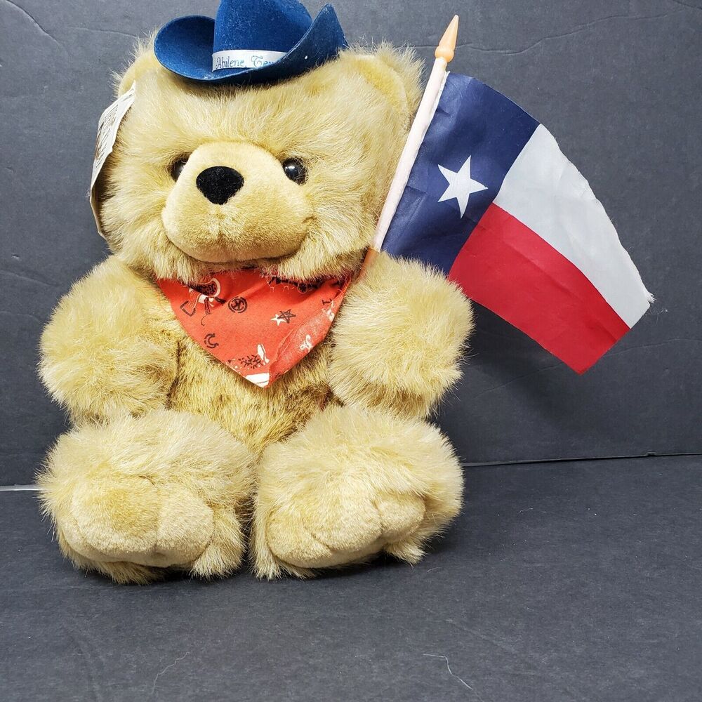 Yippie Yi Yay Bear Plush Stuffed Animal Abilene Texas Flag Bandana Cowbay Hat